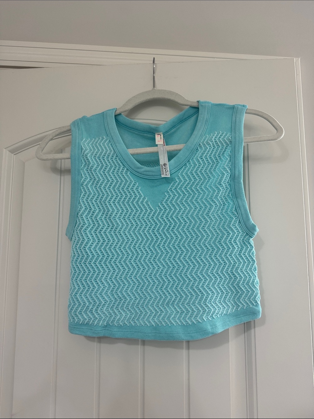 Free People Movement / Light Aqua Sleeveless Knit Crop Top